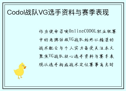 Codol战队VG选手资料与赛季表现